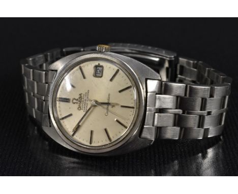 Omega  - a vintage 1970s Constellation automatic wristwatch, silvered dial, block batons, minute track, centre seconds, date 