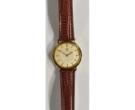 Omega - a vintage 1960's wristwatch, silvered dial, raised gilt block baton markers, cal 620 17 jewel manual movement, serial