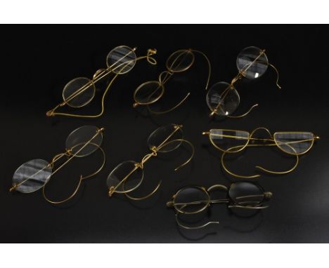 Spectacles - a pair of vintage Algha 20 gilt metal framed half moon, spectacles, sprung arms; others  oval, round, tortoisesh