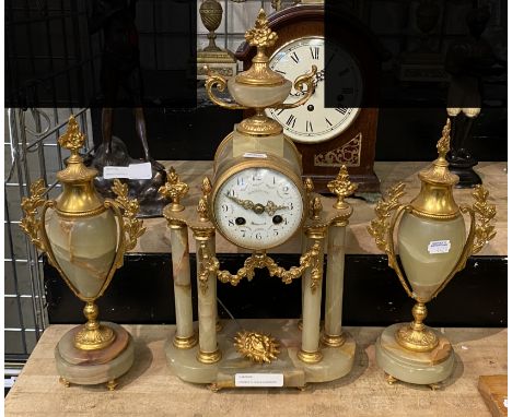FRENCH CLOCK &amp; GARNITURE - 43 CMS (H) APPROX