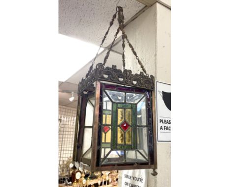 STAIN GLASS HANGING LIGHT - A/F