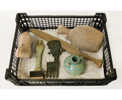 6 ISLAMIC ITEMS TO INCLUDE BRONZE DAGGER