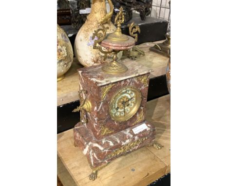 PINK ONYX GILT CLOCK 43CMS (H) APPROX
