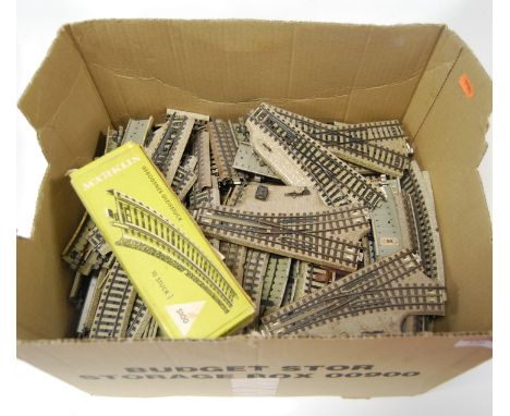 A box of assorted Marklin H0 gauge track