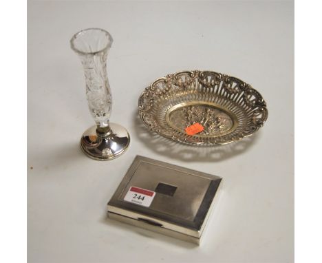 A modern silver table cigarette box, of rectangular form, having engine turned decoration; together with a circa 1900 white m