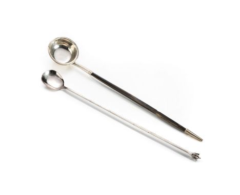 the terminal in the shape of a crown, 31cm long, 35g; And a Silver Toddy Ladle, ebony handle with silver finial23cm long(2)