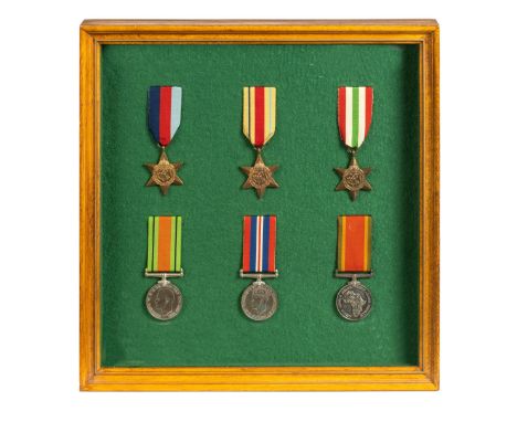 Comprising: a 1939-1945 Star, an Africa Star, an Italy Star, a Defence Medal, a 1939-1945 War Medal and an Africa Service Med