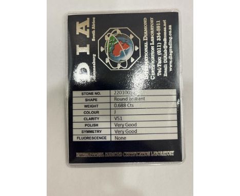 Accompanied DIA certificate numbers 22010051 and 22010053 confirming colour J and K and clarity VS1 and SI3 (diamond weights 