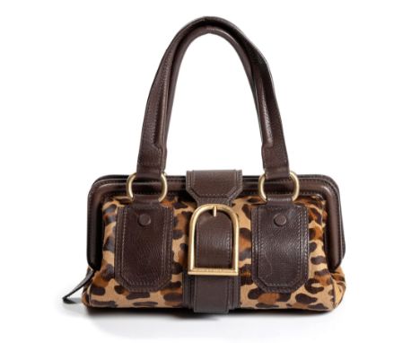Leopard print pony hair and leather detail with gold-tone detail20 by 30 by 20cm