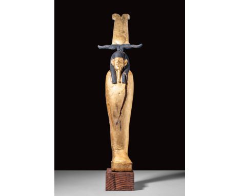 Late Period, Ca. 664 - 332 BC.
An Egyptian statuette of Ptah Sokar Osiris, intricately carved from dense hardwood, possibly c