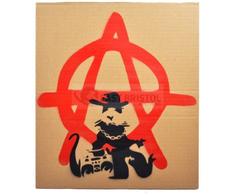 BANKSY - Dismaland, 2015Anarchy RatHand sprayed stencil graffiti on cardboard Ed. 9/10Reverse in marker: smiley face - Enjoy 