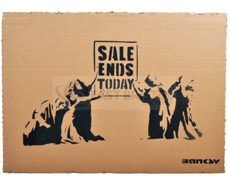 BANKSY - Dismaland, 2015Sale Ends TodayHand sprayed stencil graffiti on cardboard Ed. 36/100Reverse in marker: smiley face - 