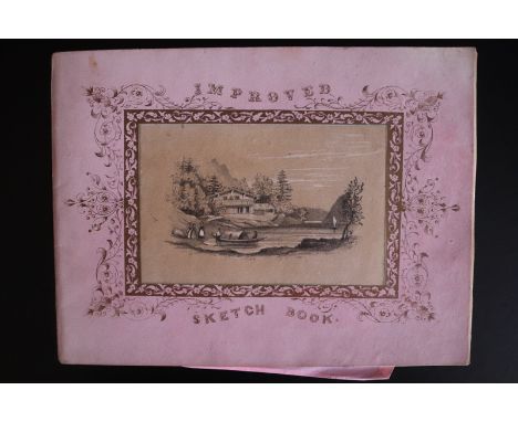 19thC Victorian Sketch Book, Containing Watercolour &amp; Pen and Ink Drawings Of Humming Birds, Flowers, Butterflies And Var