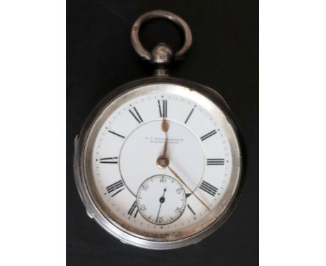 Gents Silver Pocket Watch, White Enamel Face, Roman Numerals, Subsidiary Seconds, Front And Movement Marked Z.J Budelsheim Bi