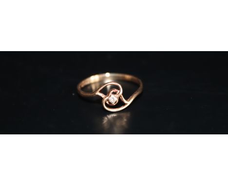 9ct Gold And Diamond Ring, Size K 1/2, 0.9 Grams Total Weight 