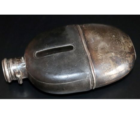 Hip Flask With Silver Lid And Removable Base, Fully Hallmarked For London 1879, 534.8 Grams Total Weight 