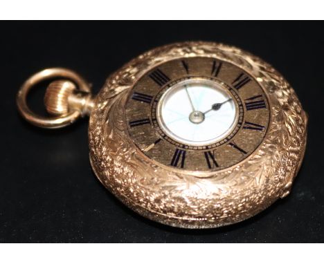 18ct Gold Enamel Fob Watch, Stamped 18K, 34.4 Grams Total Weight 