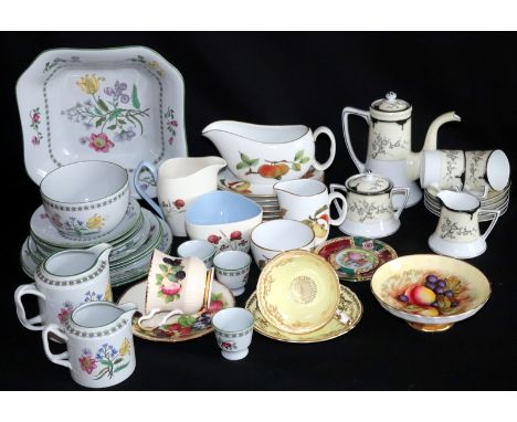 Mixed Lot Of Porcelain Comprising Copeland Spode S3304 Summer Days Sugar Bowl And Cream Jug, Noritake Coffee Pot, Cover Sugar