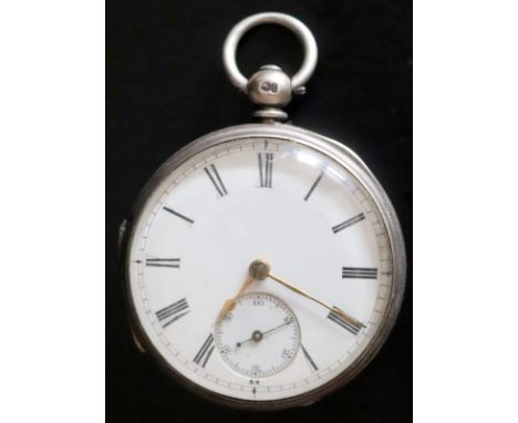 Gents Silver Pocket Watch, White Enamel 32mm Dial With Roman Numerals And Subsidiary Seconds, Movement Signed JW Benson 58&am