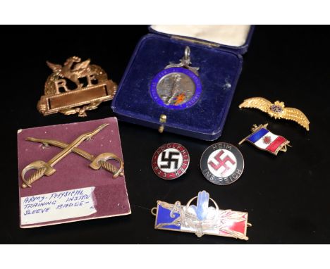 Mixed  Lot To Include Military, Enamel Pin Badges, Silver &amp; Enamel 25 yr Service Medallion - Imperial Chemical Industries