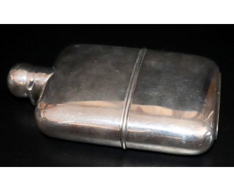 Silver Hip Flask, Fully Hallmarked For London 1907, Makers Mark For Sampson Mordan, 291.9 Grams Total Weight