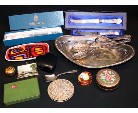 Mixed Lot, To Include Aynsley Knives, Vogue Compact, Royal Worcester Cake Knife, EPNS Tray, Etc 