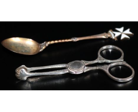 Silver Scissor Sugar Nips, Fully Hallmarked For Birmingham N 1937, Makers Mark For John Rose, Length 91mm Together With an 80