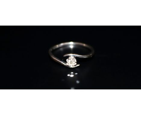 9ct White Gold Diamond Dress Ring In Flowerhead Setting, Ring Size K, Weight Approx 1.3g 