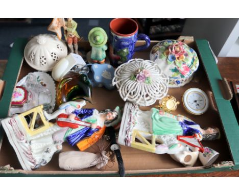 Box Containing Misc Pottery Items, To Include Wedgwood, Staffordshire Figures, Hummel etc