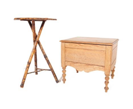 A 19th century Victorian country pine commode box raised on turned legs with hinged top above. Together with a Victorian 19th