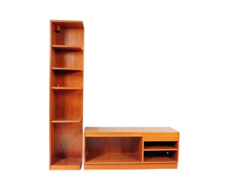 A retro vintage mid 20th century G Plan wall cabinet / tv stand with a corner cabinet. Of rectangular form with pigeon hole t