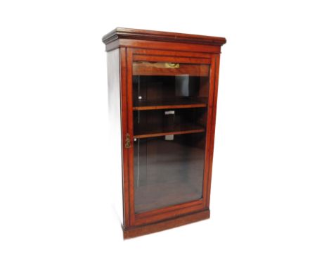 Victorian 19th century mahogany pedestal library bookcase cabinet. Raised on a plinth base with upright full length glazed do