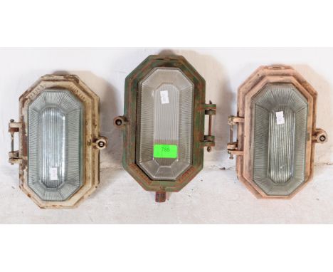 Prismalux Lighting - A set of three mid century Industrial bulkhead lamp - lights ( wall mounted )&nbsp; by Prismalux. Each o
