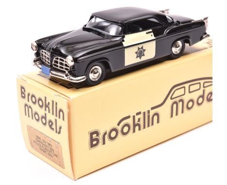 Brooklin Models BRK 19x 1955 Chrysler C300 Police Pursuit Car. In black with cream doors with Police star (shield) and with l
