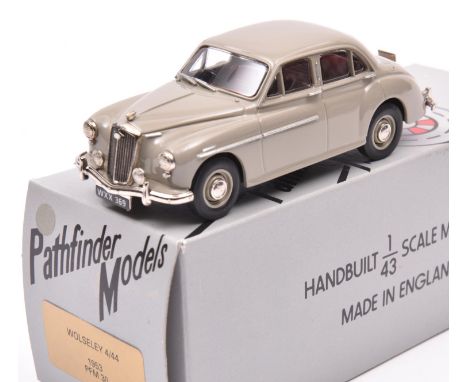Pathfinder Models PFM 30 1953 Wolseley 4/44. In light grey with red interior. Boxed, with certificate 402/600. Vehicle Mint. 