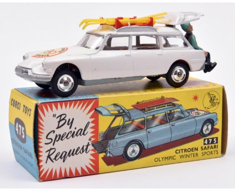 Corgi Toys Citroen Safari Olympic Winter Sports (475). In white with light brown interior, '1964 Olympics Winter Sports' deca