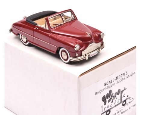 Scale-Models Belgium-Trucks Jupiter Models by Gaston Thiry Brussels 1952 Standard Vanguard convertible, top open. In maroon w