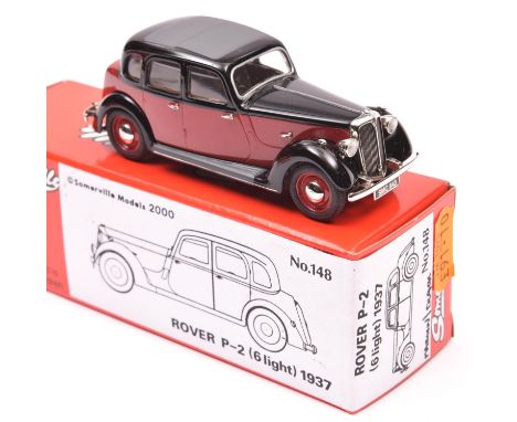 Somerville Models 148 1937 Rover P-2 (6 light). In black and red with red wheels and light brown interior. Spot-lights in pac