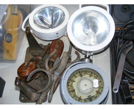 A compass, together with various maritime sundries 