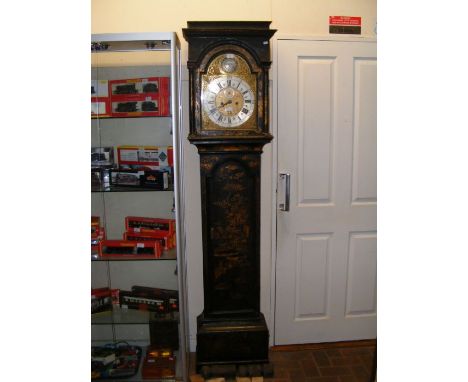 An eight day Japanned Grandfather clock - for restoration - by Thornton of Sudbury CONDITION REPORTas per images