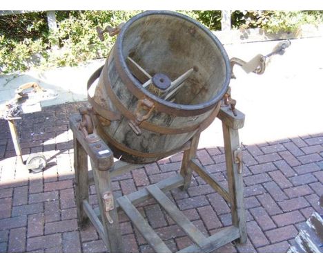 A vintage butter churn on stand CONDITION REPORTas per images sign of woodworm 