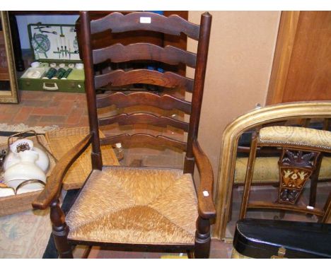 An antique ladder-back chair