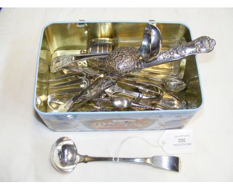 A Scottish silver toddy ladle - Glasgow 1832, together with other silver and plate 