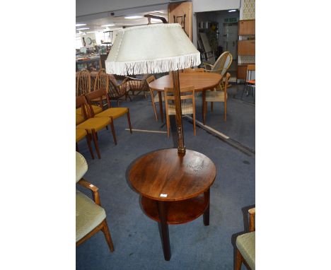 1930's Reading Table with Built-In Lamp with Green Shade and Bakelite Switches 