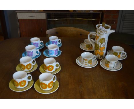 1970's Midwinter Coffee Service plus Eight Staffordshire Potteries Cups &amp; Saucers 