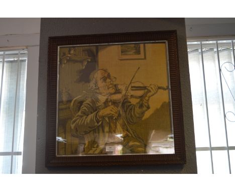 Victorian Framed Tapestry of a Violin Player 