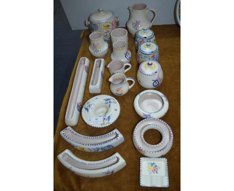 Eighteen Poole Jam Pots, Dishes, etc. 