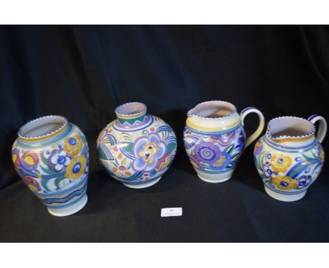 Two Poole Vases and Two Jugs 