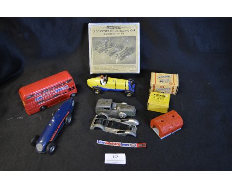 Scamold Model Car, Dinky Bus, and Minic Clockwork Racing Car, etc. 