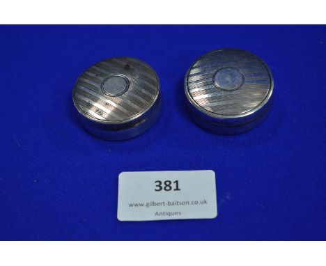 Two Hallmarked Sterling Silver Patch Boxes - Birmingham 1927 ~19g 